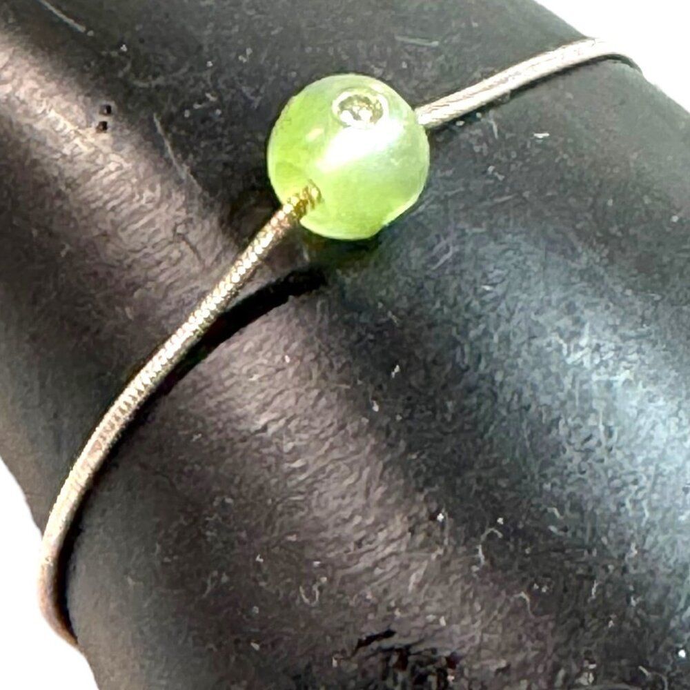 Sterling Silver 925 Snake Chain Bracelet For Charm Beads Green Gemstone 7.5"